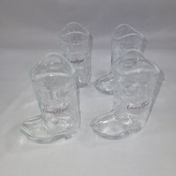 Crown Royal Whiskey Cowboy Boot Shot Glass Set 4 Glasses - Picture 1 of 1